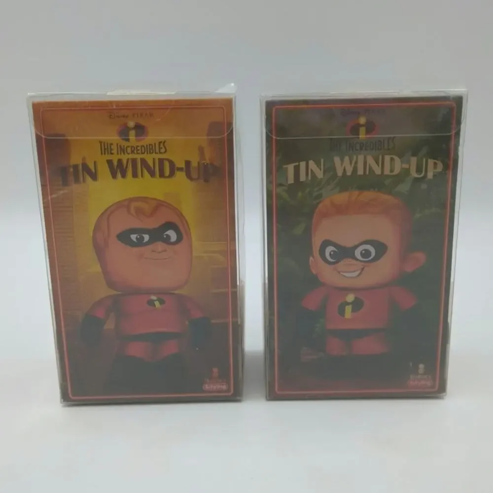 Disney Pixar The Incredibles Tin Wind-Ups Toys Mr. Incredible & Dash Bundle Lot